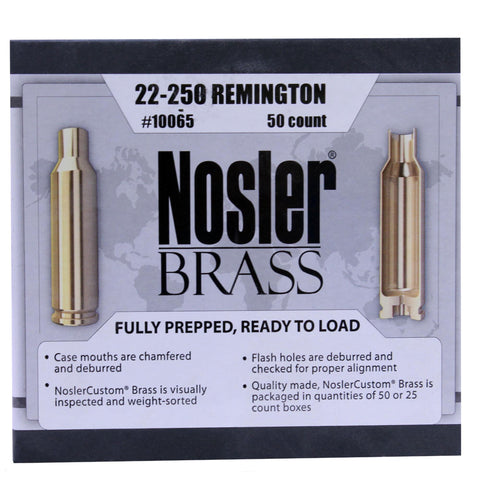 Custom Reloading Brass - 22-250 Remington, Per 50