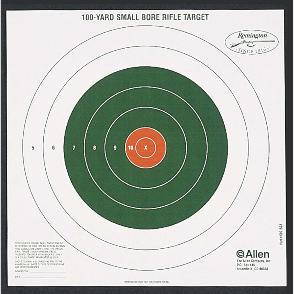 Remington Shooting Targets - 13 1-2"x13 1-2" Bullseye Style, 100 Yard Sight-In, Per 12