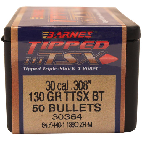 30 Caliber Bullets - Tipped Triple-Shock X, 130 Grains, Spitzer Boat Tail Lead-Free, Per 50