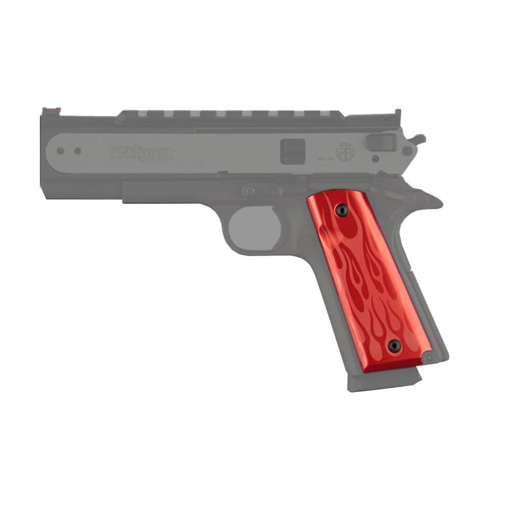 Extreme Series Grips - Flames Aluminum, Red Anodized, Government