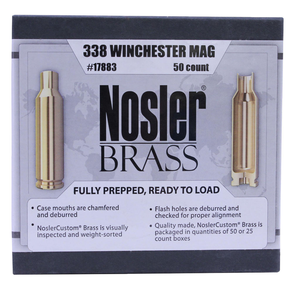 Custom Reloading Brass - 338 Winchester Magnum, Per 50