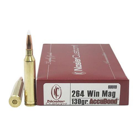 264 Winchester Magnum Trophy Grade Ammunition, 130 Grains, AccuBond, Per 20