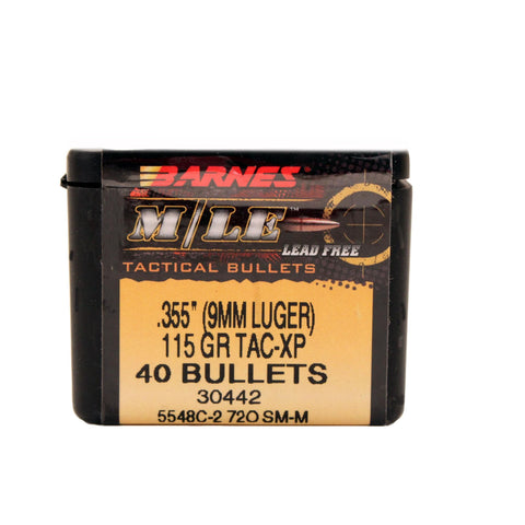 9mm Luger Bullets - TAC-XP, 115 Grains, Hollow Point Lead-Free, Per 40