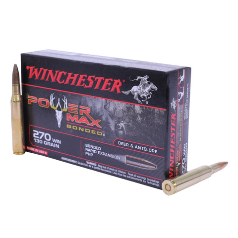 270 Winchester - Power Max Bonded, 130 Grains, Protected Hollow Point, Per 20