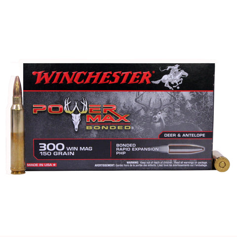 300 Winchester Magnum - Power Max Bonded, 150 Grains, Protected Hollow Point, Per 20