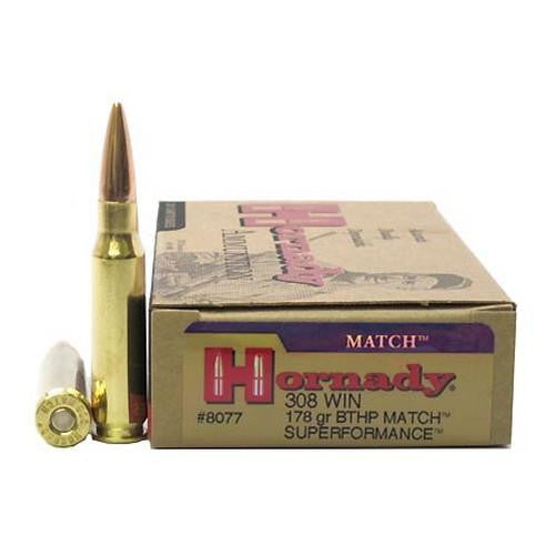 308 Winchester - 178 Grain, Boat Tail Hollow Point Match, Per 20