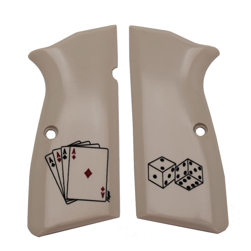 Browning Hi-Power Scrimshaw Ivory Polymer Grip Panels - Aces