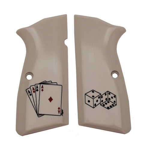 Browning Hi-Power Scrimshaw Ivory Polymer Grip Panels - Aces