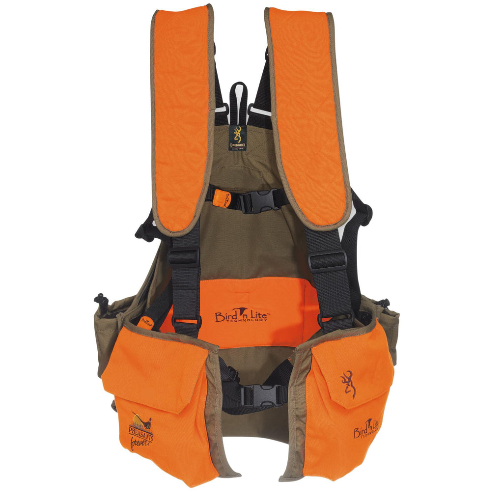 Browning Bird’n Lite Strap Vest - - Medium-Large, Pheasants Forever, Khaki-Blaze