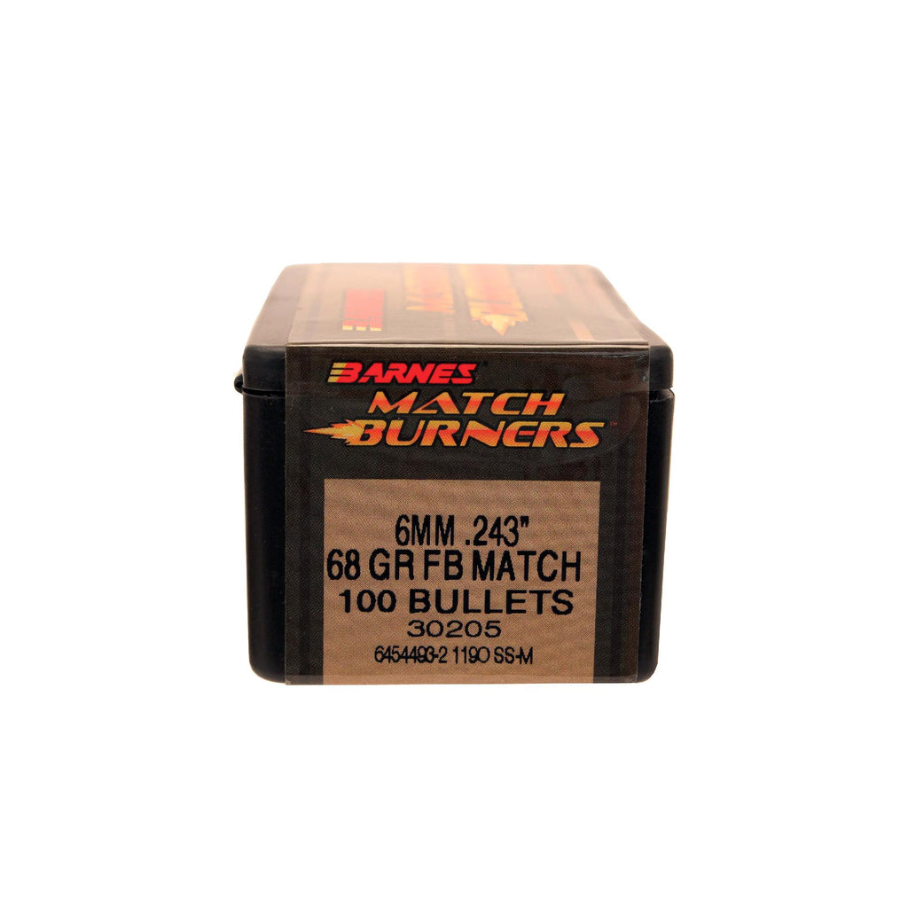 243 Caliber-6mm Bullets - Match Burner, 68 Grains, Flat Base, Per 100