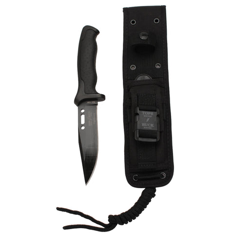 TOPS-Buck Short Nighthawk Combat, 4 7-8" Plain Blade, Nylon Handle, Boxed