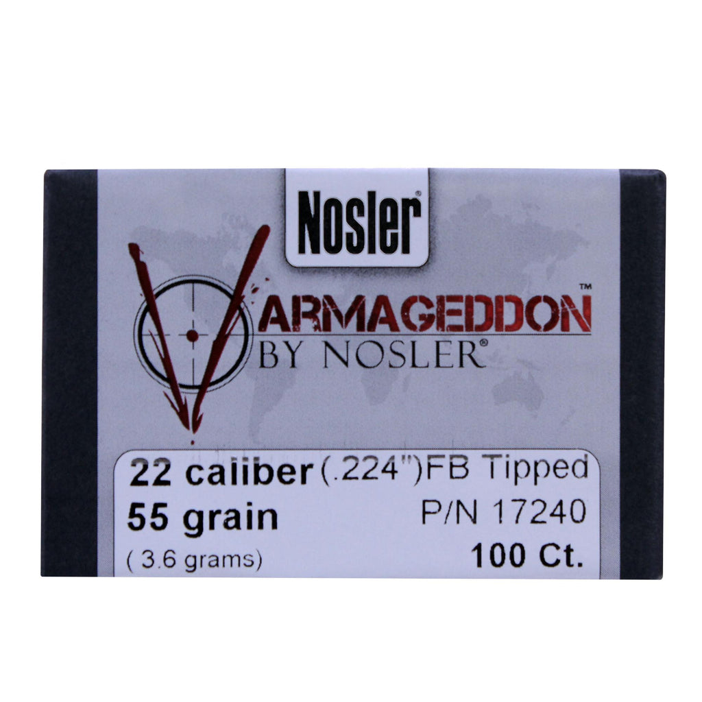 22 Caliber Bullets - Varmageddon, 55 Grains, Tipped Flat Base, Per 100