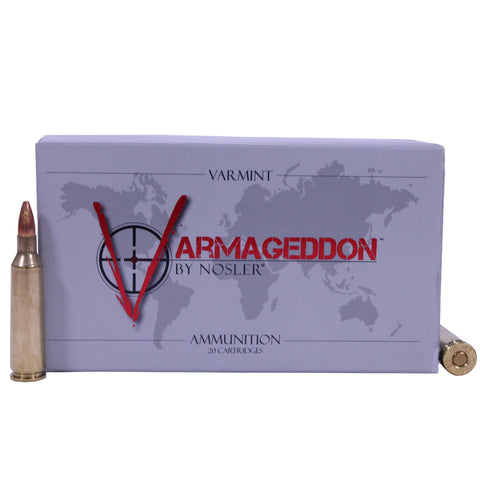 22-250 Remington Ammunition - Varmageddon, 55 Grains, Hollow Point Flat Base, Per 20