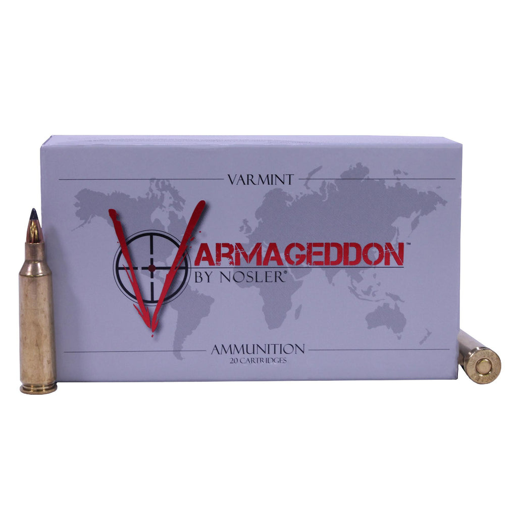 22-250 Remington Ammunition - Varmageddon, 55 Grains, Tipped Flat Base, Per 20