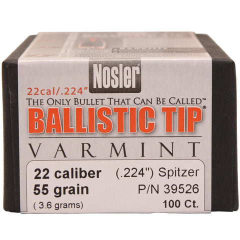 22 Caliber Bullets - Ballistic Tip Varmint, 55 Grains, Spitzer, Per 100