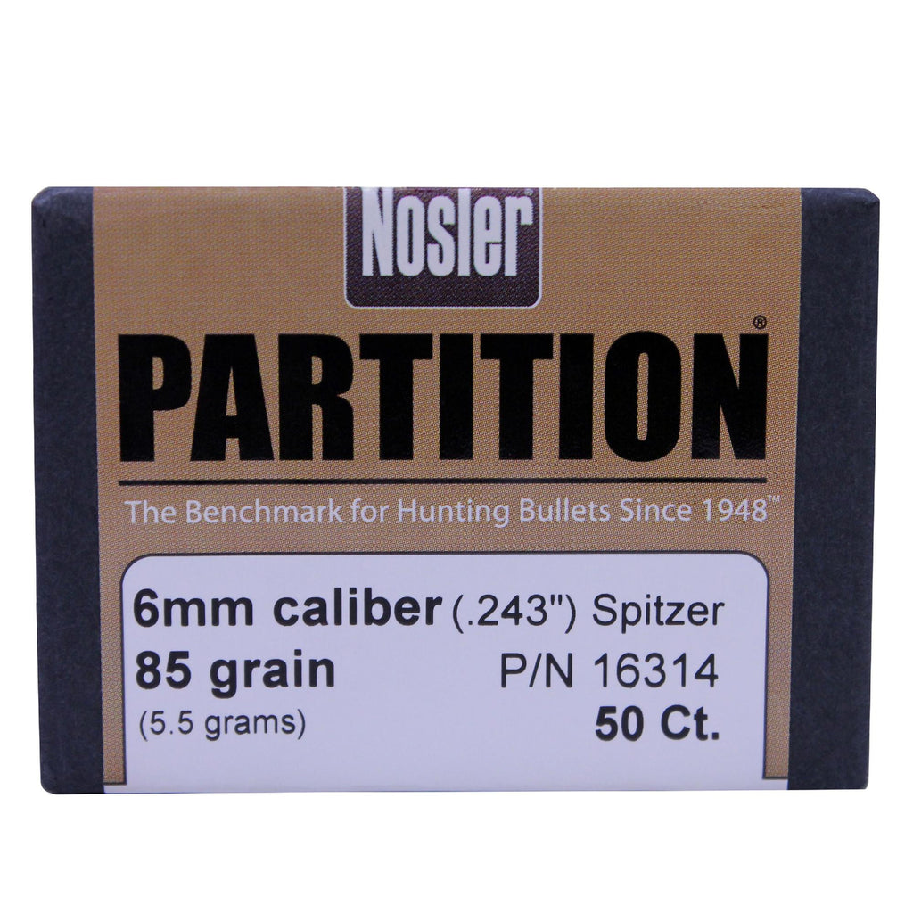 6mm Bullets - Partition,  85 Grains, Spitzer, Per 50