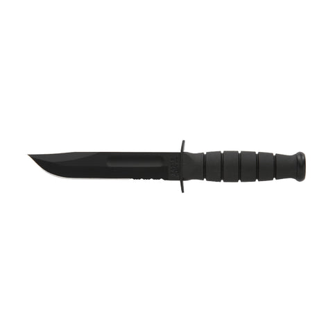 Short Ka-Bar, Black - Serrated Edge, Hard Sheath (Clam Pack)