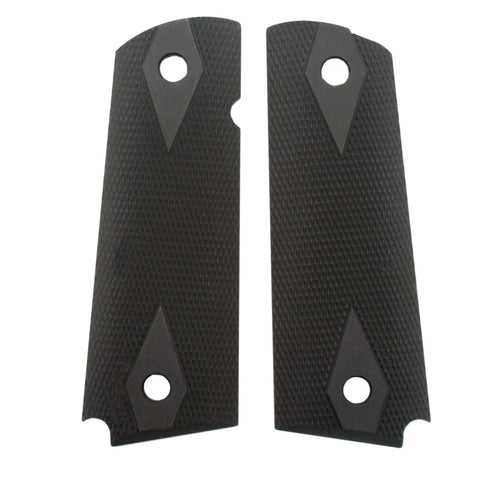 1911 Government-Commander 3-16" Thin Grips - Aluminum Checkered Matte Black Anodized