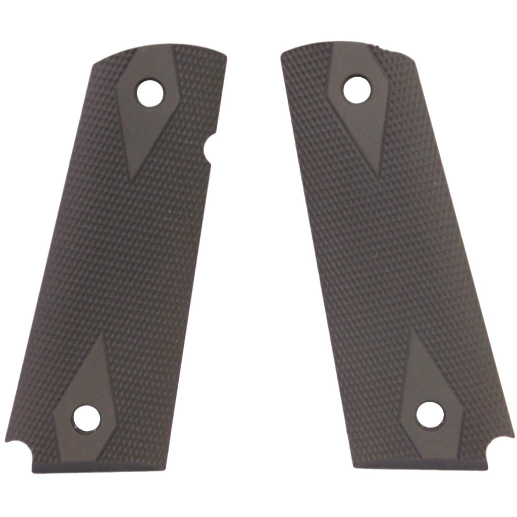 1911 Government-Commander 3-16" Thin Grips - Aluminum Checkered Matte Green Anodized