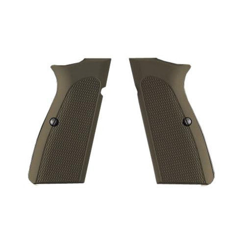 Browning Hi Power Grips - Checkered Aluminum Matte Green Anodized