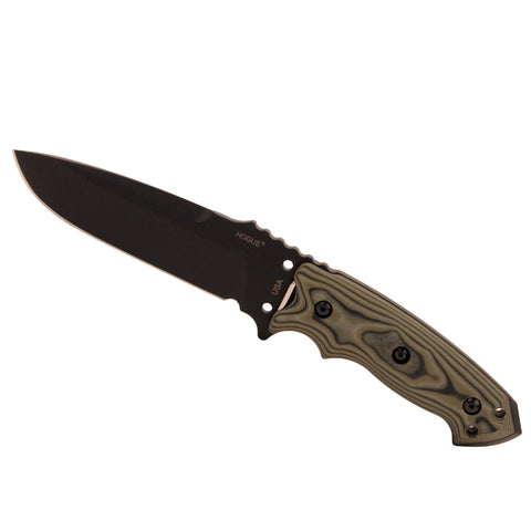 EXF01 5 1-2" Fixed Drop Point Blade Black Kote - G-10 G-Mascus Green