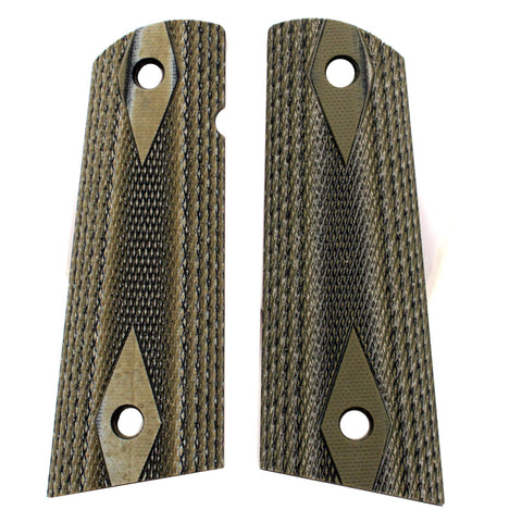 Colt & 1911 Government S&A Mag Well Grips - Checkered G-10 G-Mascus Green