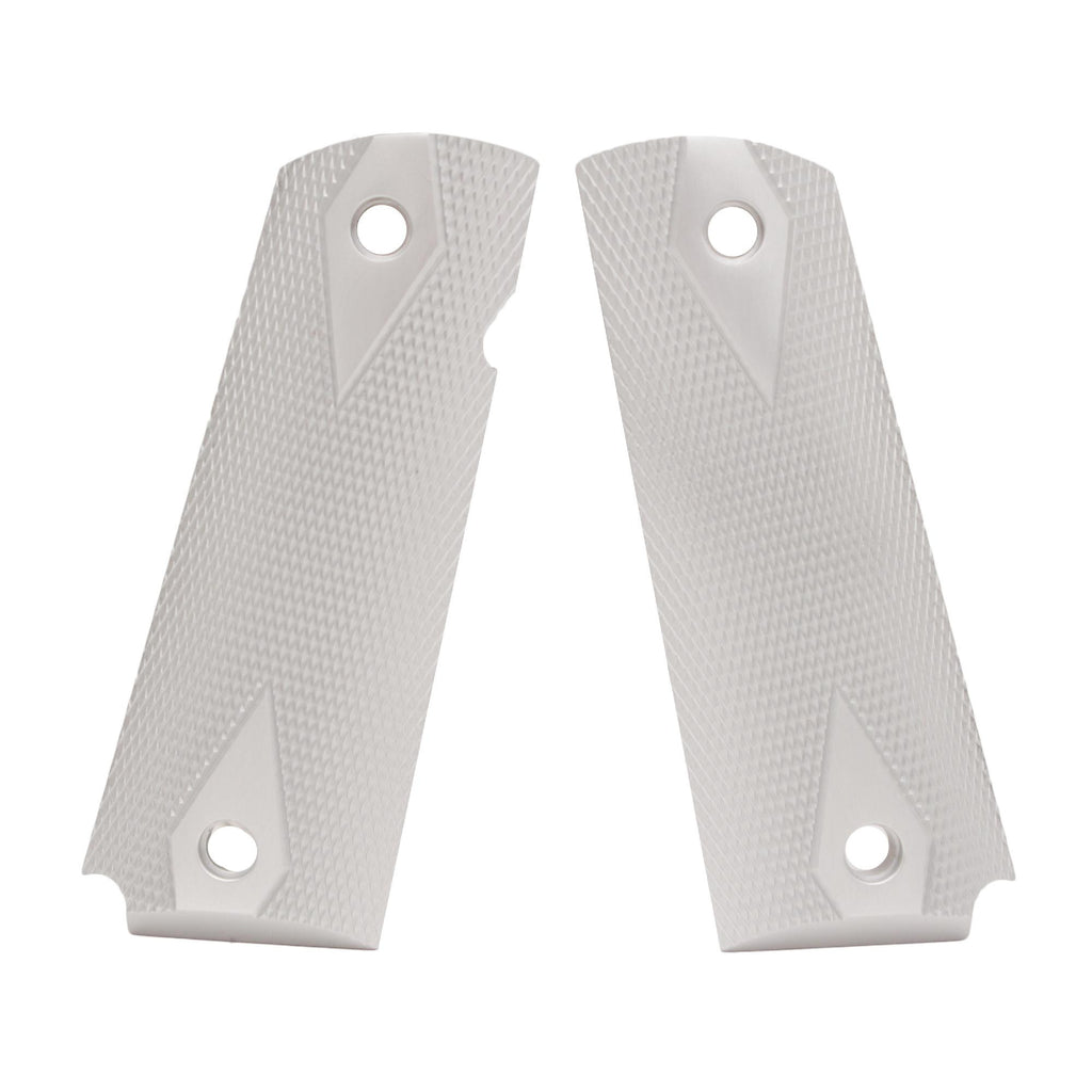 Colt & 1911 Government Grips - Checkered Aluminum Brushed Gloss Clear Anodized