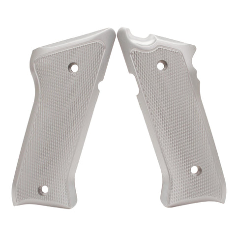 Ruger Mark II-Mark III Grip - Checkered Aluminum Brushed Gloss Clear Anodized