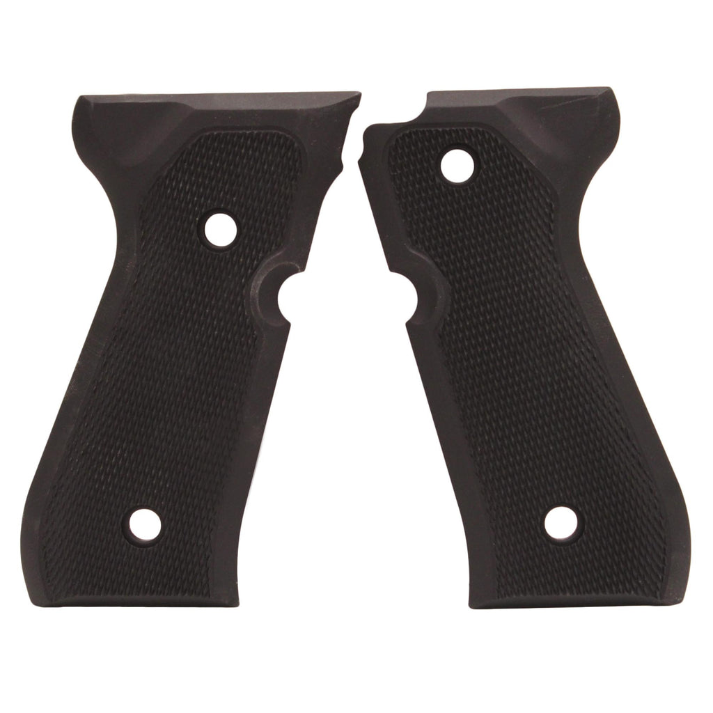 Beretta 92 Grips - Checkered Aluminum Matte Black Anodized