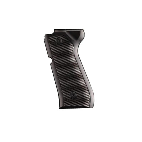 Beretta 92 Grips - Checkered Aluminum Brushed Gloss Black Anodized