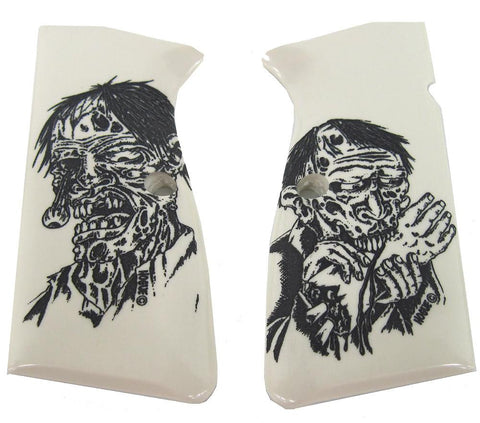 Browning Hi Power Grip - Scrimshaw Ivory Colored Polymer, Zombie