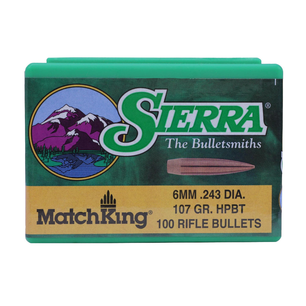 6mm-243 Caliber - MatchKing, 107 Grains, Hollow Point Boat Tail Match, Per 100