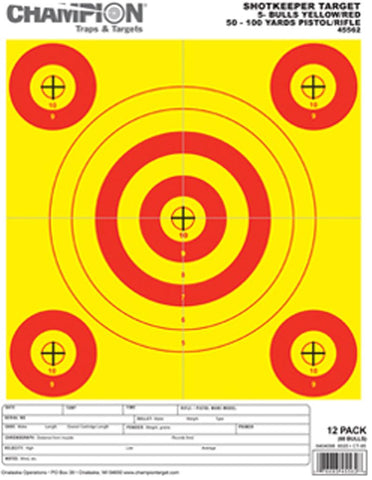 Shotkeeper 5 Bulls (Per 12) - Bright Yellow-Red