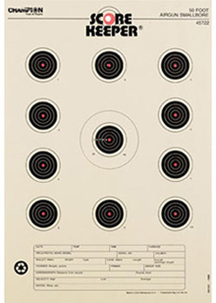 Orange Bullseye Targets - 50ft Air Gun, Small Bore (Per 12)