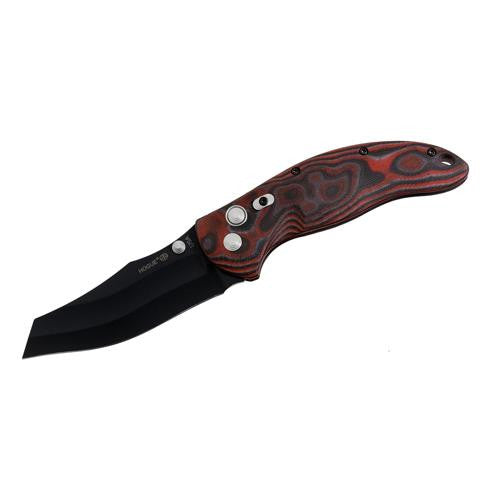 EX04 Folder 4" Wharncliffe Blade - Black Finish, G-Mascus Red Lava